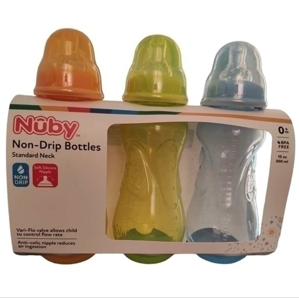 Nuby non-drip bottles standard neck 3 pack